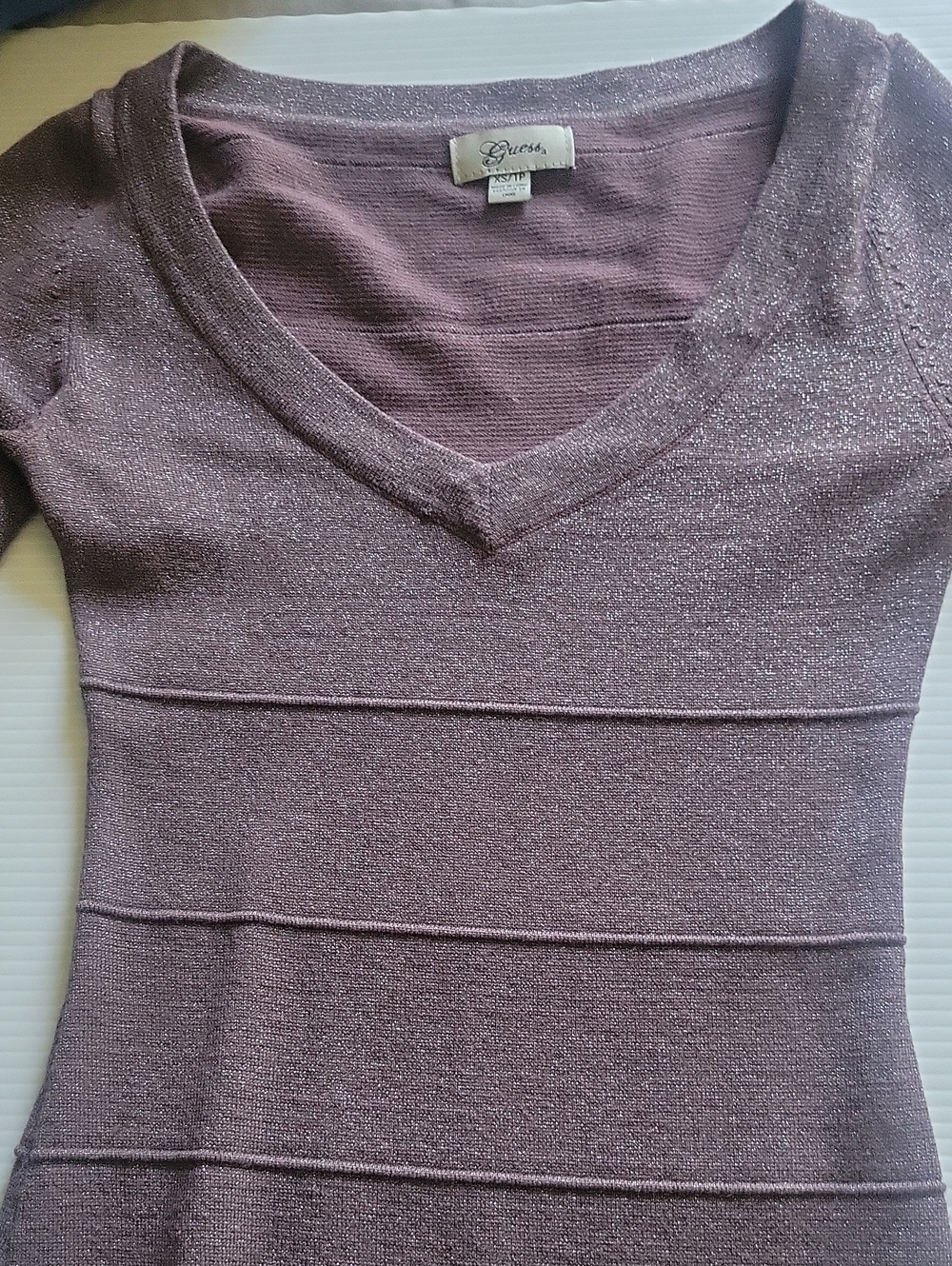 Guess Womens Mauve V-Neck Sweater Dress